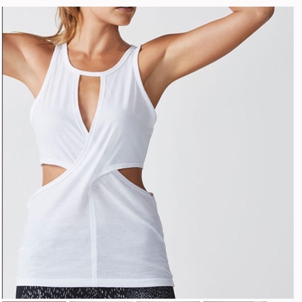Fabletics White cut out tank top size large